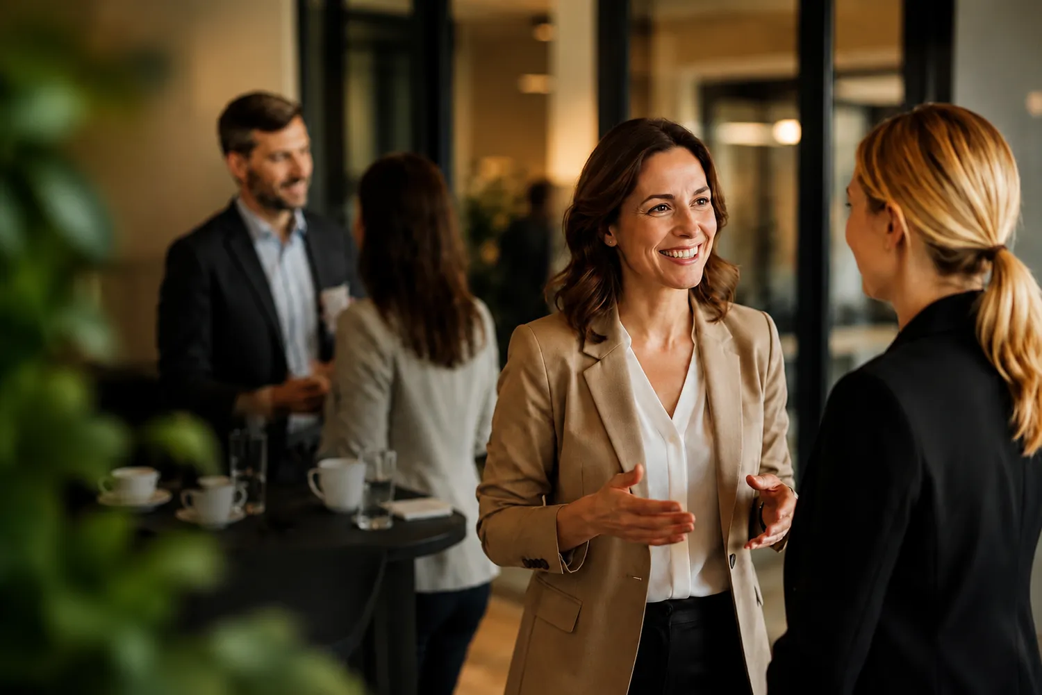 Pferdehirt People & Talent Consulting UG (haftungsbeschränkt) – Dieses Bild zeigt Profis bei einem Business-Networking-Gespräch.